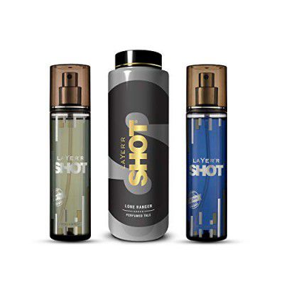 Layer'r Shot Power Play Body Spray 135ml, Deep Desire Body Spray 135ml & Perfumed Talc 100g For Men