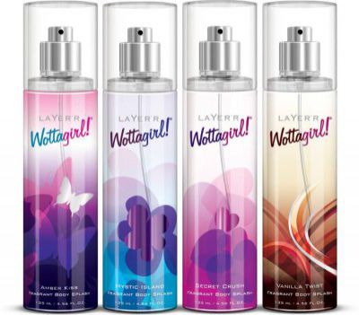 LAYERR Wottagirl Amber Kiss, Mystic Island, Secret Crush, Vanilla Twist Body Spray - For Women  (135 ml, Pack of 4)