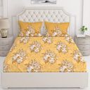 Layers 100% Cotton Bedsheet for Double Bed with 2 Pillow Covers Set, 104 TC (Sandal, Floral Pattern) Arizona Collection, Light Weight, Moisture Absorbent, All Season Comfort...