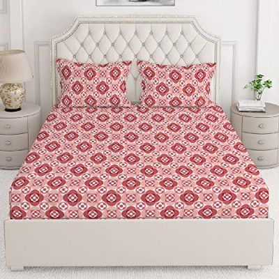 Layers Firenze 100% Cotton Double Size Bedsheet with Pillow Cover Set 140TC Light Weight, Skin Friendly, Moisture Absorbent, All Season Comfort (Floral Pattern,Red)