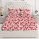 Layers Firenze 100% Cotton Double Size Bedsheet with Pillow Cover Set 140TC Light Weight, Skin Friendly, Moisture Absorbent, All Season Comfort (Floral Pattern,Red)...