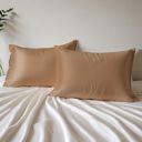 Layers Micro Satin Silk Pillow Cover Set & Drawstring Pouch (Pack of 2) | Durable Satin Pillow Cover with Envelope Closure | Luxury Satin Pillow Covers | Cozy Satin Silk Pillow Covers - 85TC, Brown...
