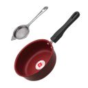 LAZYwindow Nonstick Baby Sauce Pan/Frying Pan 17cm Dia & Tea Stainer, (Base Colour Maroon) Pack of 1...