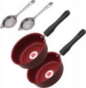 LAZYwindow Superior Quality Nonstick Frying Pan & Tea Stainer (Hard Anodised, Non-stick, Induction Bottom)...