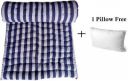 LBN Soft Cotton Filled Mattress Gadda 3x6 3 inch Single Cotton Mattress + Pillow Cotton Stripes Sleeping Pillow Pack of 1  (Blue, White)...