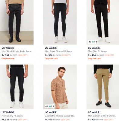 Myntra Loot : Flat 85% Off | LC Waikiki Clothing | For Mens (Turkish Brand)