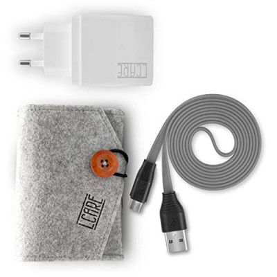 LCARE QC 3.0 3 Port Wall Charger + Micro USB Cable + LCARE Travel Kit Bag