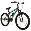 Leader Fusion MTB 26T with Front Suspension Mountain Bicycle/Bike Without Gear Single Speed for Men - Matt Black/Green (Frame: 18 Inches)...