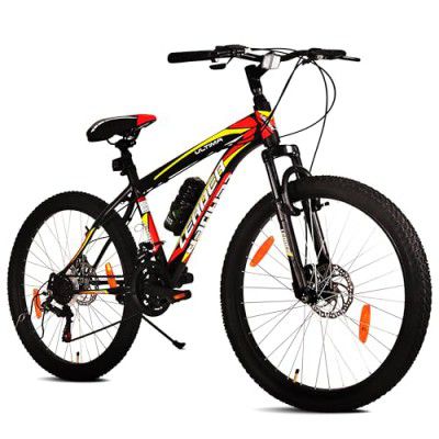 Leader Ultima Mens 26T Multispeed (7 Speed) Mountain Bike with Front Suspension & Dual Disc Brake - Matt Black/Red. Ideal for 12 + Years (Frame: 18 Inches)