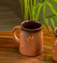Leaf Sips 400ml Orange & Brown Ceramic Coffee Mug...