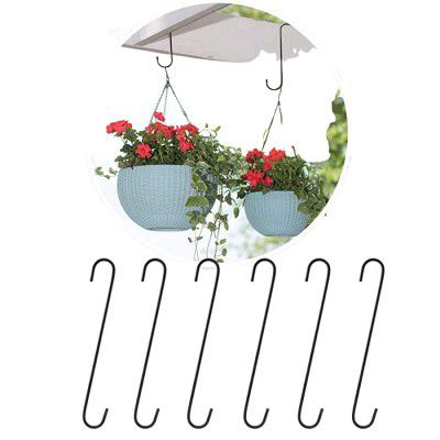 Leafy Tales Heavy Duty Metal Large S Hooks, Pack of 6 (10 inch, Black, Small)