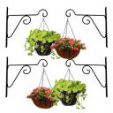 Leafy Tales Plant Hanger Brackets Wall Mounted - Metal Hanging Hooks, Holder for Indoor Outdoor Planters - Black - Set of 4...