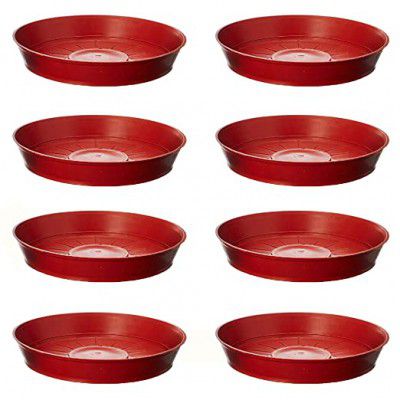 Leafy Tales Planter Bottom Plate/Gamla Dripping Tray, Terracotta Color Plastic pots | (8-inch, Brown, Pack of 8)