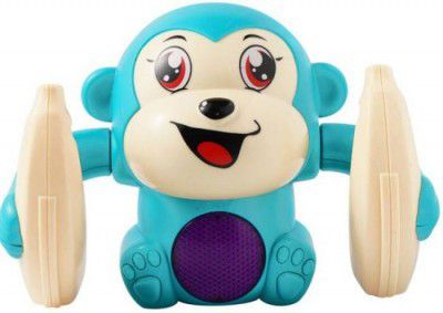 Learn With Fun Dancing and Spinning Rolling Doll Tumble Monkey Toy Voice Control Banana Monkey with Musical Toy with Light and Sound Effects and Sensor Blue Color (Blue)