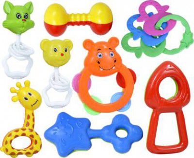 Learn With Fun Set of 8 Pcs with Various Exciting Toys for New Borns & Infants Rattle Rattle  (Multicolor)