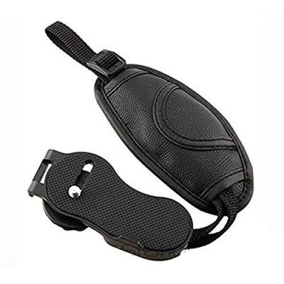Leather Padded Camera Wrist Strap Adjustable with 1/4 Screw Mount for DSLR SLR Camera (Black)