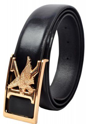 LEATHERTONE Men's Leather Belt with Embossed Eagle Logo, Black