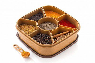 LEAWALL 7 Section Heavy Duty Plastic Masala Box for Kitchen 700m