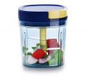 Leawall Premium Vegetable and Fruit Chopper with Anti Slip Silicon Base Ring, Tight Air Lid, for Chopping, Mincing and Whisking with 5 SS Blades and 1 Plastic Whisker(Blue)...