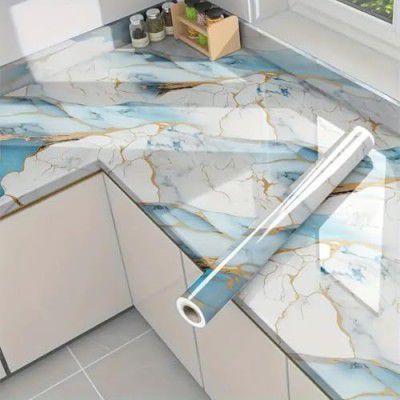 LEDHOLYT Vinyl Marble Wallpaper Peel and Stick Waterproof Wallpaper (60X200cm) (Jm-New Golden line Sky)