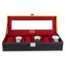 LEDO Faux Leather Watch Case Box Organizer In 6 Slots Of Watches With Transparent Look Black & Cherry Color...
