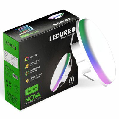 LEDURE Nova 12W+12W False Ceiling LED Downlight White+ Green Pack of 6