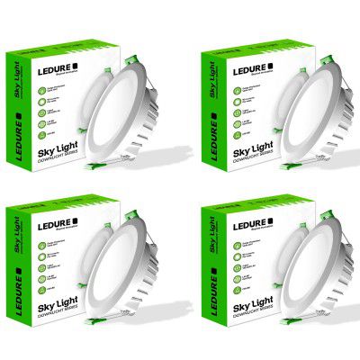 LEDURE Sky Downlight 7W | Pack of 4 | Extra Bright | Concealed LED Light | Ceiling Light | Cutout - 3 inch
