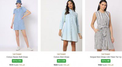 Ajio: LEE COOPER Dresses Upto 70% off Starting From Rs.420
