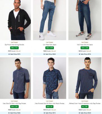 Ajio: Upto 82% off on Lee Cooper Men’s Clothing