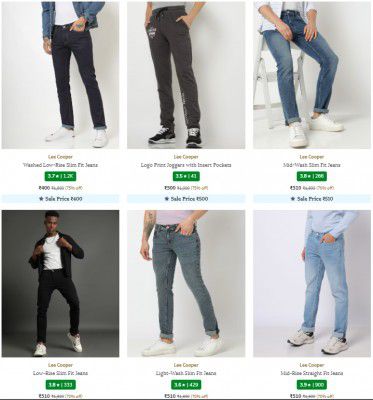 Ajio : Lee Cooper Men's Jeans Upto 80% Off