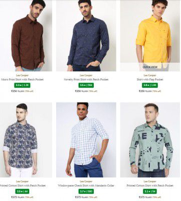 Ajio : Lee Cooper Men's Shirts Upto 80% OFF