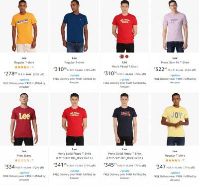 Lee Men T-Shirt upto 80% off | Starts ₹279