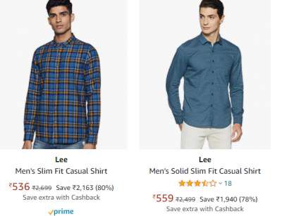 Lee Men's Casual Shirt Upto 80% Off