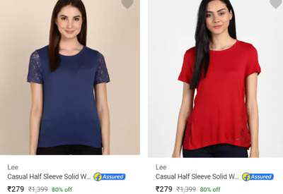 Lee Womens Tops Upto 80% Off