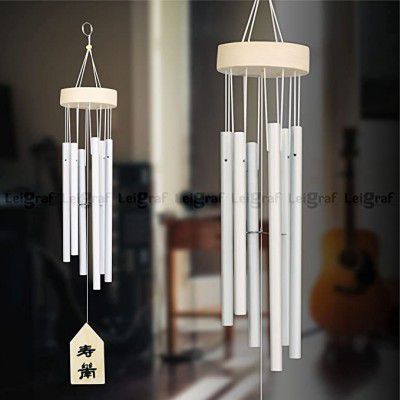LEIGARF Wind Chime 6 Pipes Rods Garden Balcony Wall Decorative ||30 Inch (Silver)