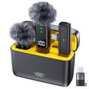 LEKATO Wireless Microphone – Dual Channel 2-Person Mic, 8H Battery, 20m Range – LWM03...