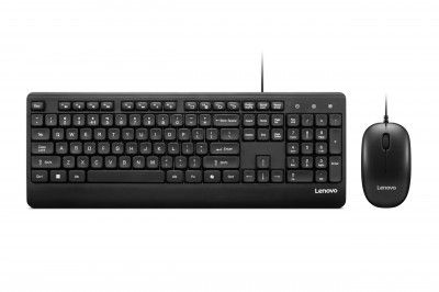 Lenovo 110 Keyboard & Mouse Wired Combo| Waterproof Exoskeleton