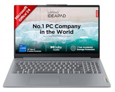 Lenovo IdeaPad Slim 3 13th Gen Intel Core i7-13620H 15.6" Thin & Light Laptop (16GB/512GB SSD/Grey/1.6Kg), 83EM00GTIN