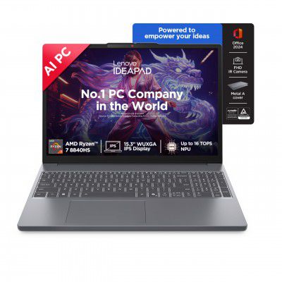 Lenovo IdeaPad Slim 3 AMD Ryzen 7 8840HS 15.3" WUXGA IPS AI PC Laptop(24GB RAM/1TB SSD), 83KA004TIN