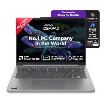 Lenovo IdeaPad Slim 5 AMD Ryzen AI 7 350 (24GB RAM/1TB SSD/14 (35.5cm)/WUXGA OLED AI /Windows 11/Grey/1.4Kg), 83HX001NIN
