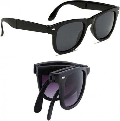 LENS LIBRARY Rectangular Sunglasses (For Men & Women, Black)