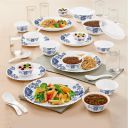 Larah By Borosil Leona Silk Series Opalware Dinner Set with Glasses, 40 Pieces...