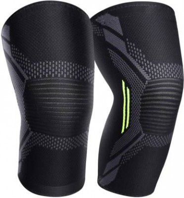 Leosportz 2 Pack Brace, Compression Sleeve Unisex, Running,Gym, Hiking Knee Support  (Green, Black)