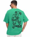LEOTUDE Men Half Sleeve Cottonblend Oversized Back Printed T-Shirt (Color Rama Green)...