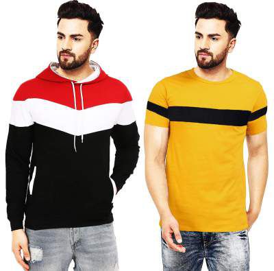Leotude Men's Regular Fit Jacket & T Shirt Combo (Color: Multi)