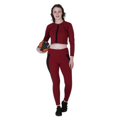 Leriya Fashion The value Women's Regular Fit & Stretchable Workout Top & Bottom Sets, For Yoga | For Sports (X-Small, Orange)'