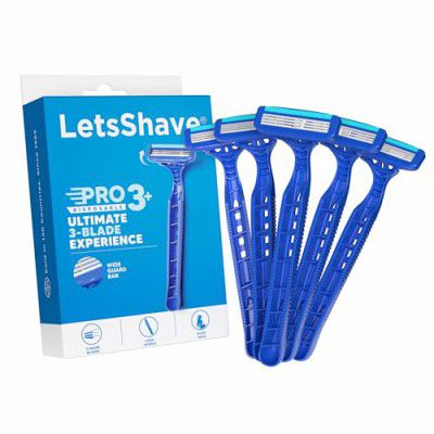 LetsShave Pro 3 Plus Disposable Shaving Razors, Pack of 5