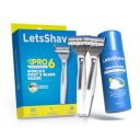 LetsShave Pro 6 Portable Shaving Trial Kit for Men, 2 Razors+Shaving Foam (200g), World's first 6 Blade Disposable Razor, Value kit, Shaving Set for Men...