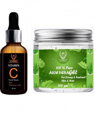 Leubon Vitamin C Serum with Hyaluronic for Healthy and Clear Skin (30 ml) Aloe  Vera Gel For Face Skin & Hair (200 gm ) (230 g) | Dealsmagnet.com
