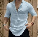 LEVIDE Men Self Design Casual Light Blue Shirt...